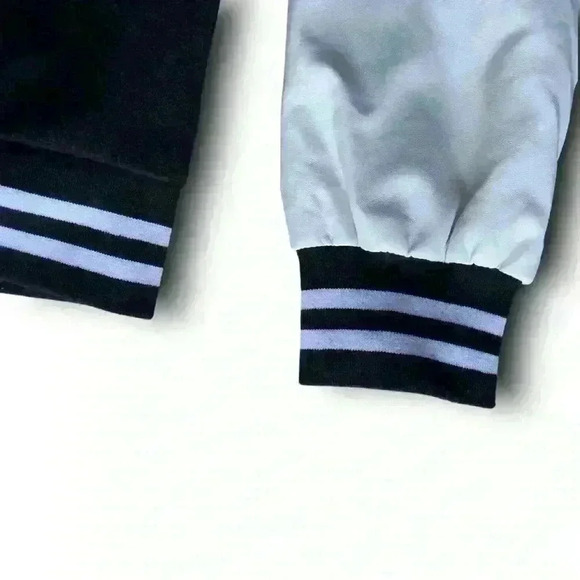 edikted retro letterman varsity jacket bomber button-up faux leather sleeves‎ s - Picture 3 of 9